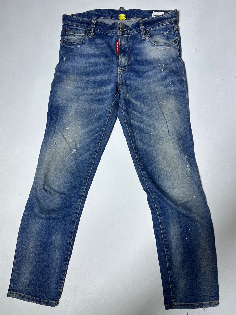 DSQUARED2 Twiggy Skinny Faded Blue Jeans with Subtle Paint Splatter